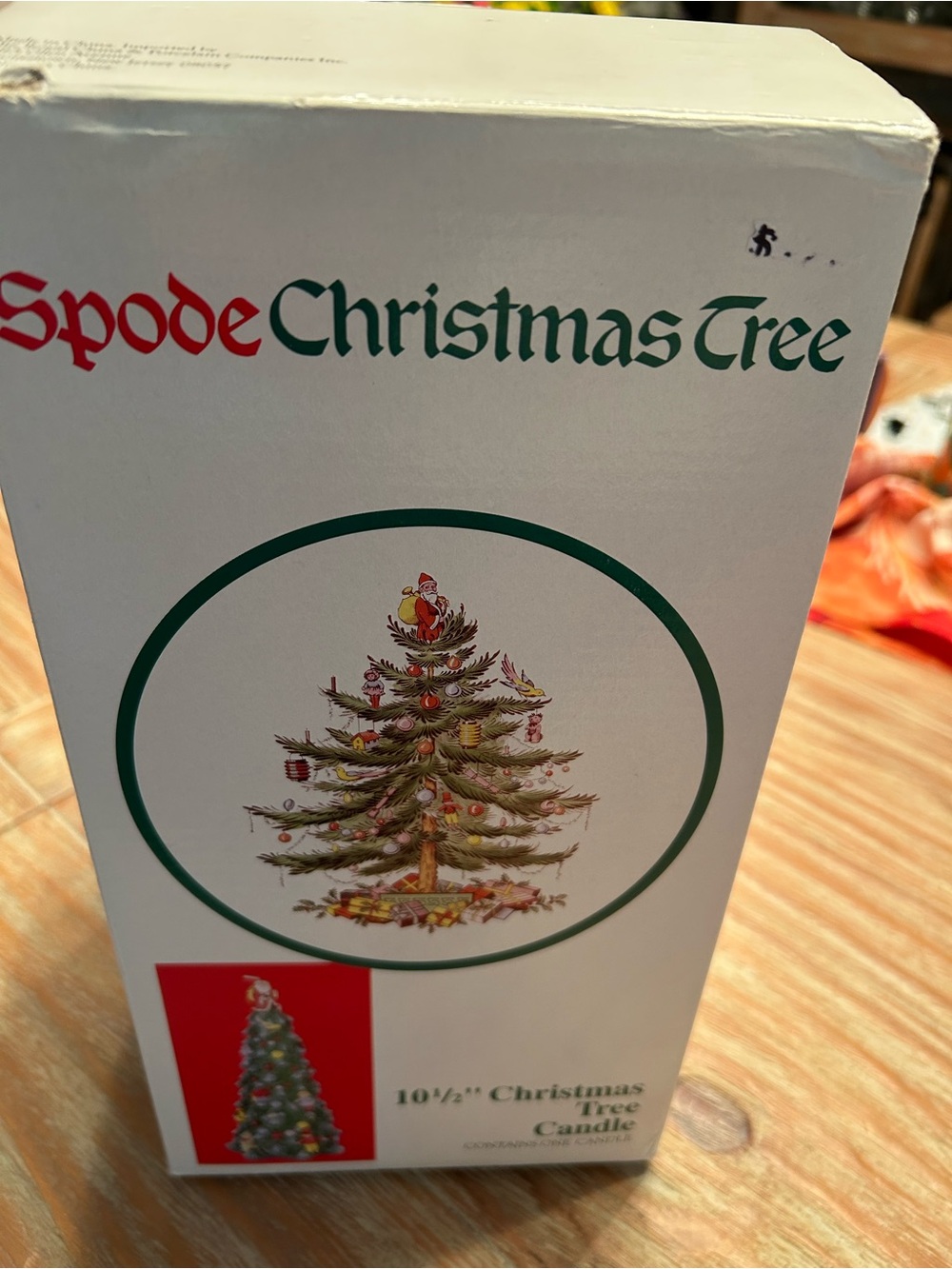 Spode Christmas Tree Candle Box with Green and Red Accents - Spode